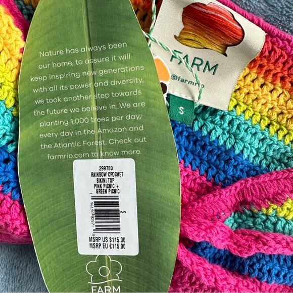 FARM RIO Rainbow Crotchet Ruffle Bikini Top - Picture 8 of 8